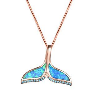 NWOT Unique Fire Opalite Mermaid Tail Necklace